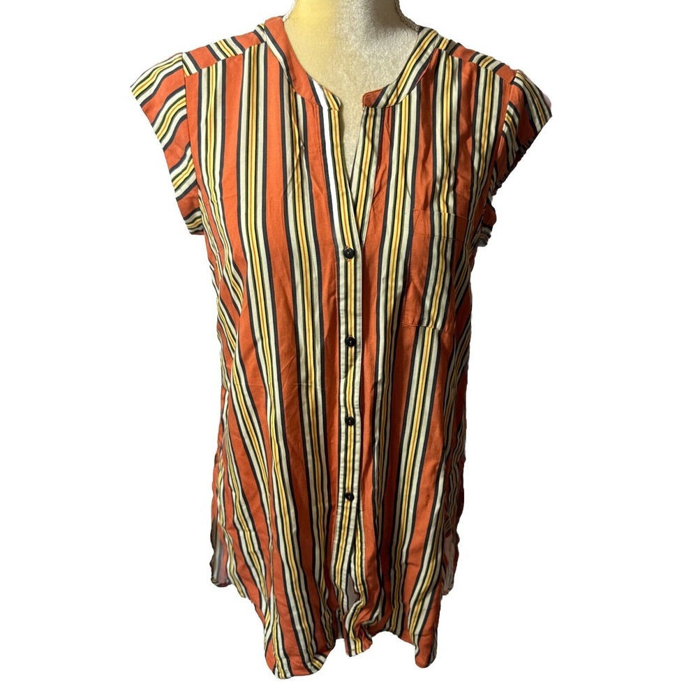 Anthropologie DR2 Daniel Rainn Top Womens XS Multicolor Boho Striped Shirt